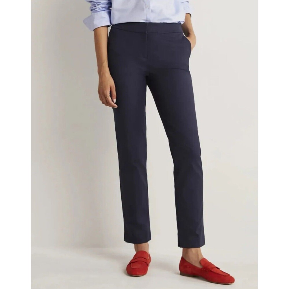 BODEN 4P Petite (UK 8P) Navy Blue Mid Rise Stretch Richmond Pants Trousers